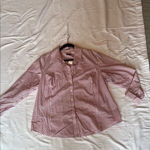 Talbots Red and White Striped Button Down Shirt